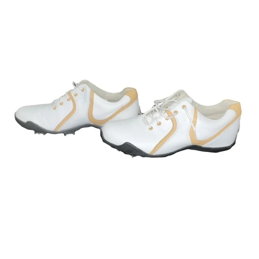 6N8/FootJoy Lopro Collection Men's Leather Golf Shoes White Beige 7M 97066